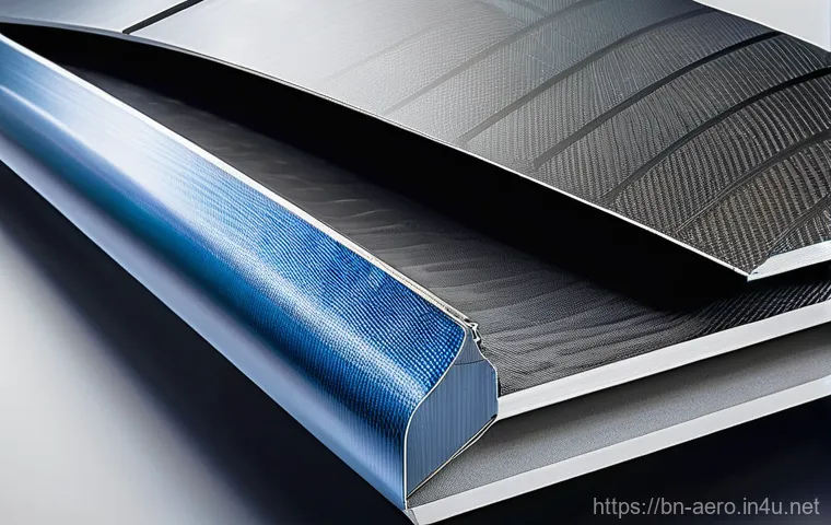 복합재료 항공기 구조 - **Prompt:** A visually striking split image comparing aircraft construction materials. On the left s...