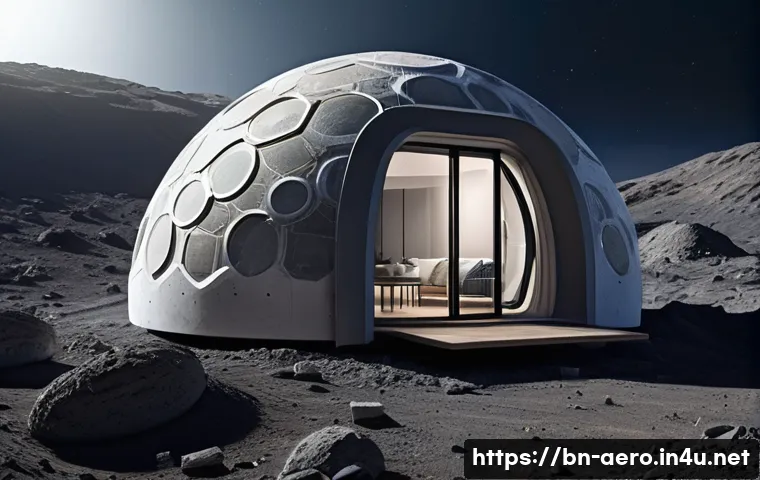 달 기지 건설 프로젝트 - A futuristic lunar residential habitat constructed using 3D printing technology and regolith concret...