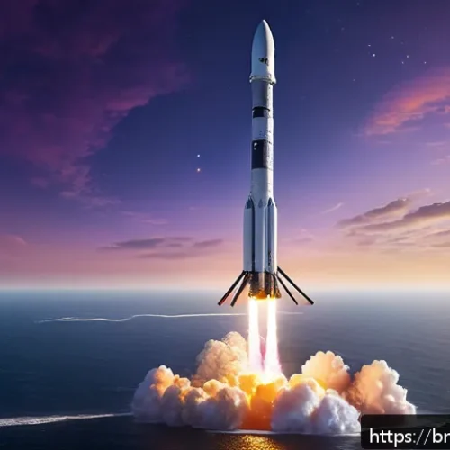일론 머스크의 우주개발 비전 - A detailed, realistic scene of the SpaceX Falcon 9 rocket during its precise vertical landing on a d...