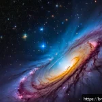 제임스 웹 우주망원경 기술 - Ultra-high resolution image of a distant galaxy partially obscured by cosmic dust and gas clouds, ca...