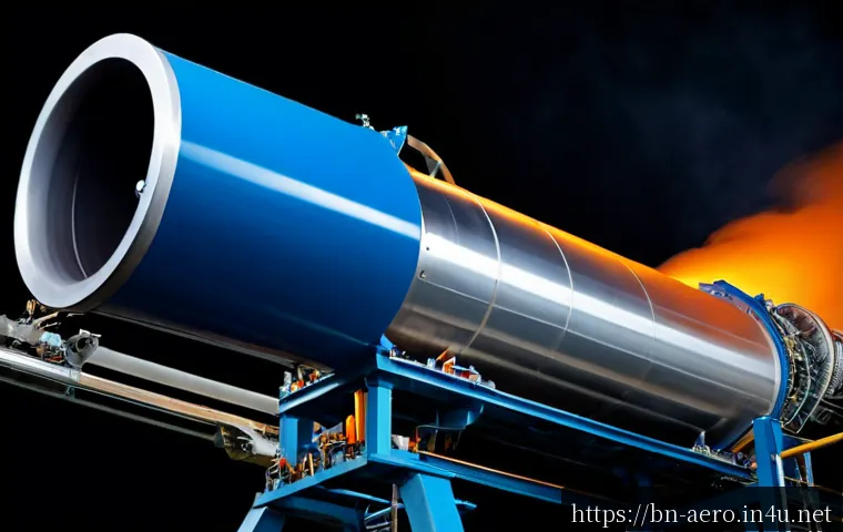 Home 17 로켓 추진 시스템 - Photorealistic close-up of a modern liquid rocket engine on a clean aerospace test stand, intricate ...